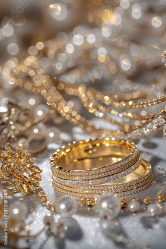 Golden Jewelry Display Showcasing Luxury and Elegance