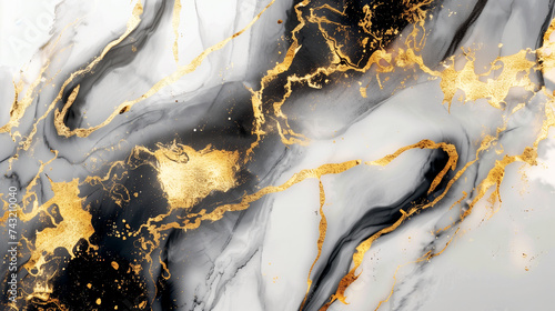 texture of black marble with gold veins © PETR BABKIN