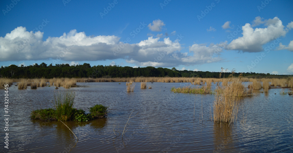 clouds over the lake landscape in Lagoa Pequena, Portugal clouds over the lake landscape in Lagoa Pequena, Portugal