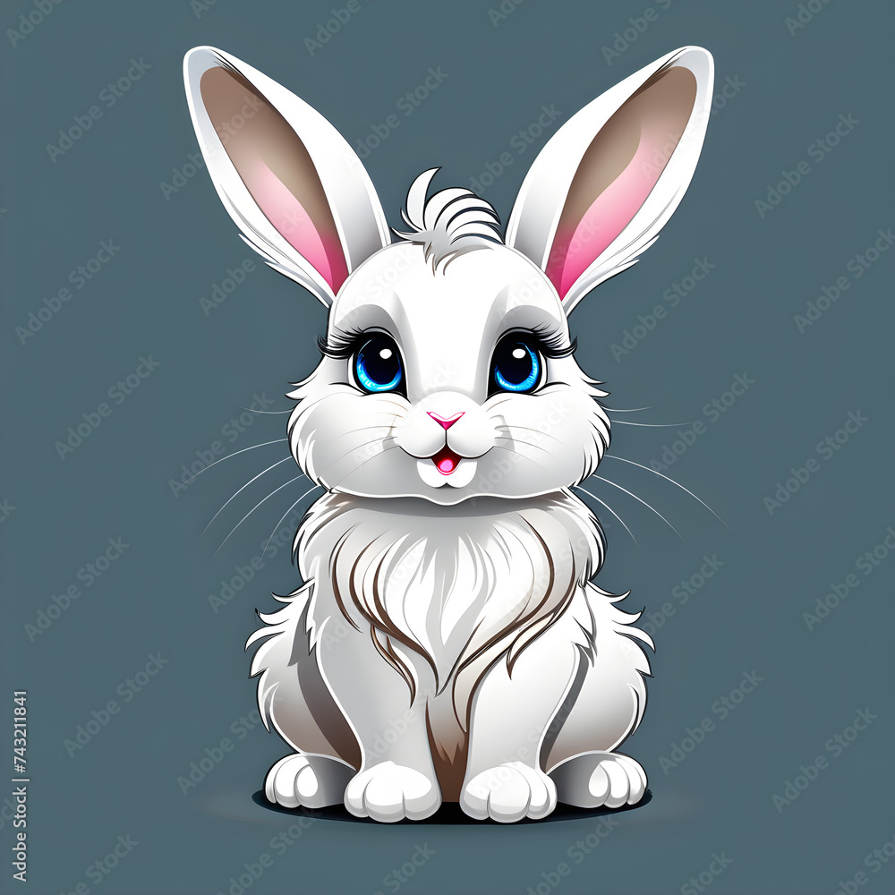 Fototapeta premium Captivating Charm: Exploring the Multifaceted Expressions and Gestures of Adorable Angora Rabbits.(Generative AI)