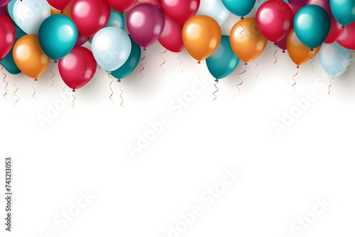 Banner with multi-colored balloons. Celebration party background