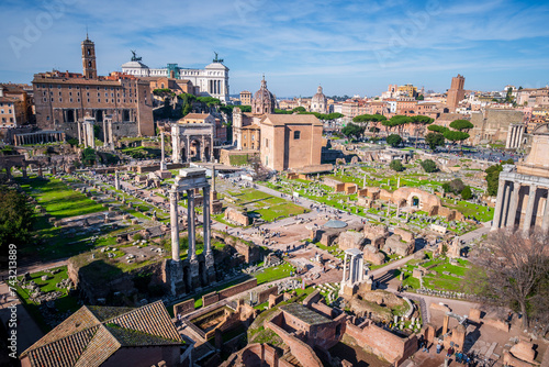 Ruins of the Roman Forum at Palatino hill in Roma, Italy