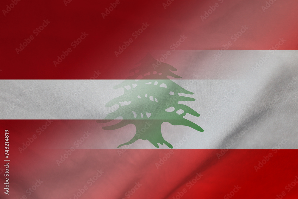 Fototapeta premium Latvia and Lebanon official flag international negotiation LBN LVA