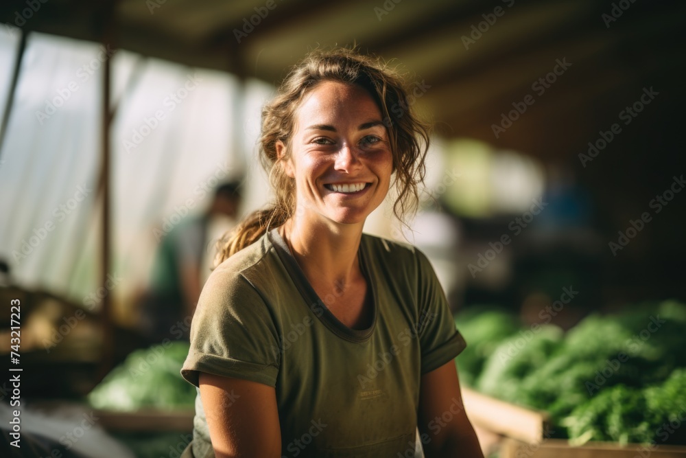 Fototapeta premium Portrait of a young female agriculture worker