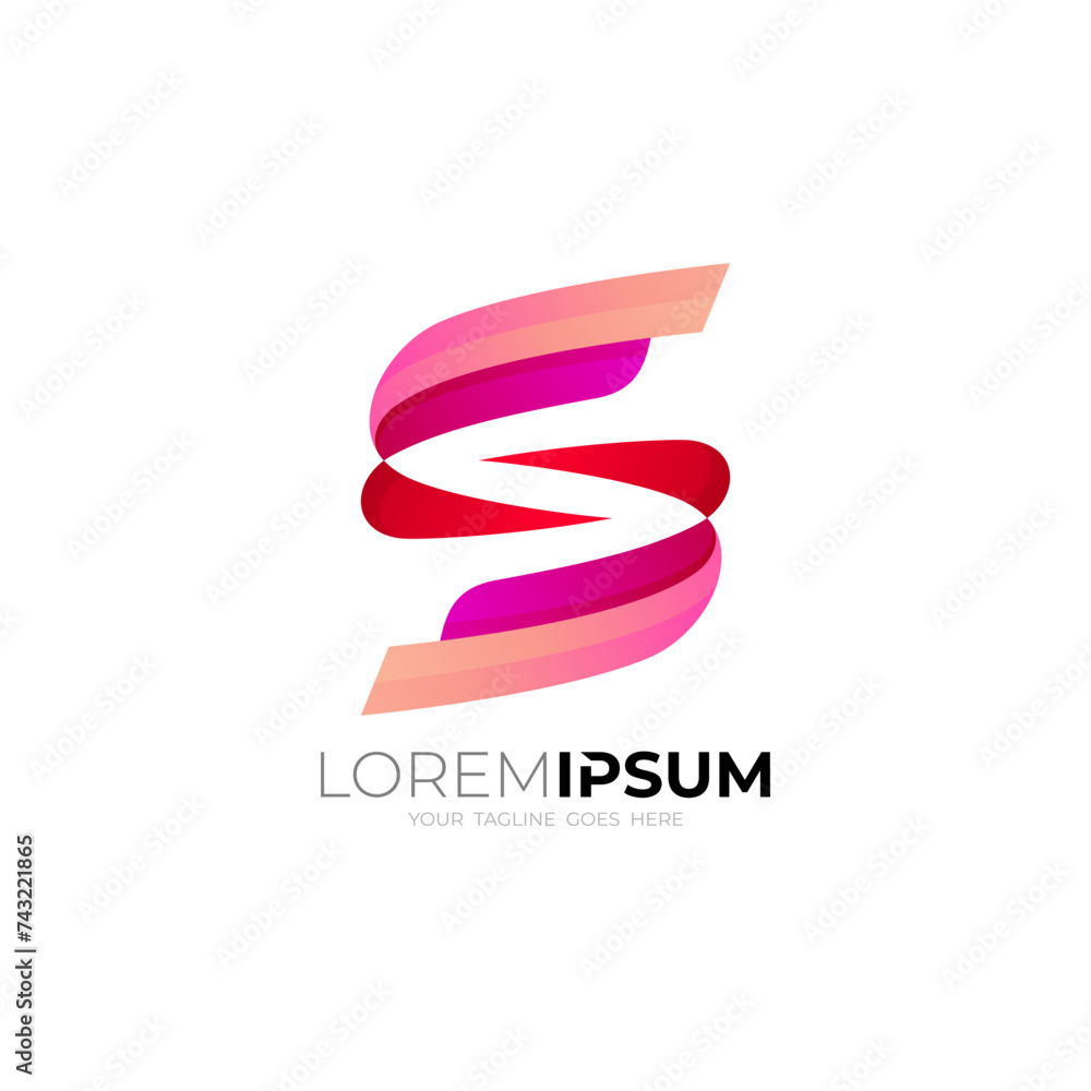 S logo, simple letter S design template, red color, business icons S logo, simple letter S design template, red color, business icons