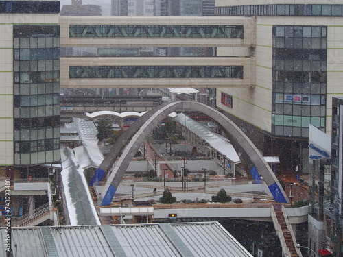 豊田市繁華街の降雪風景