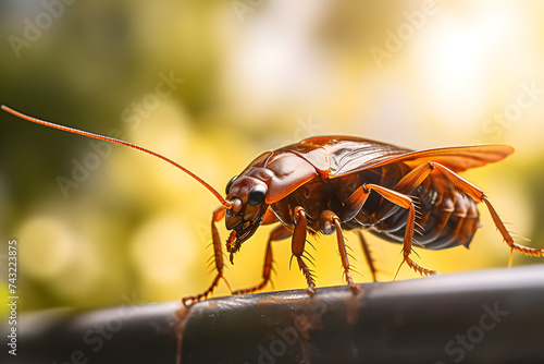 photo of a runniing cockroach with mootion blurred backgground, cockroach in the  wild, insect © MrJeans