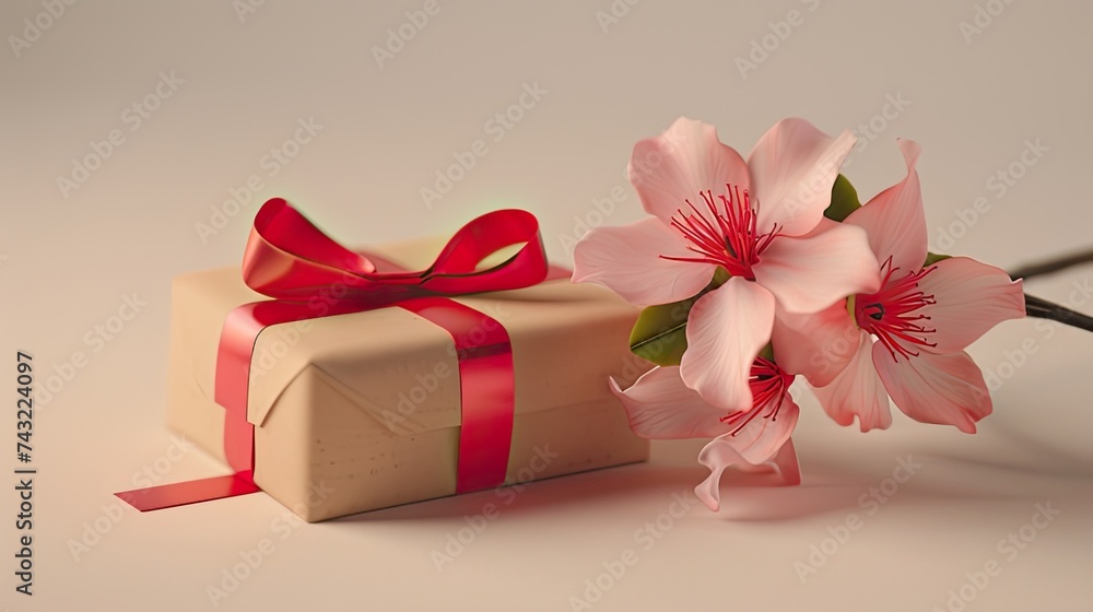 paper gift box with flowers on the table in a visually appealing composition. Enhances the intricate details of flowers such as delicate petals, vibrant colors and natural textures paper gift box with flowers on the table in a visually appealing composition. Enhances the intricate details of flowers such as delicate petals, vibrant colors and natural textures