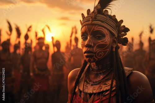 Captivating African tribal initiation ceremony with young initiates and traditional rites of passage.