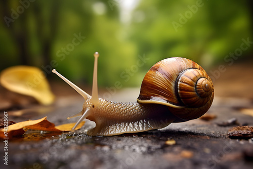 Snail, photo of a snail on the ground, animal, small snail