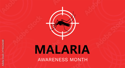 Stop malaria, awareness month, avoid mosquito bites, no dengue fever, campaign banner, help health sector to stop spreading infection, epidemic control