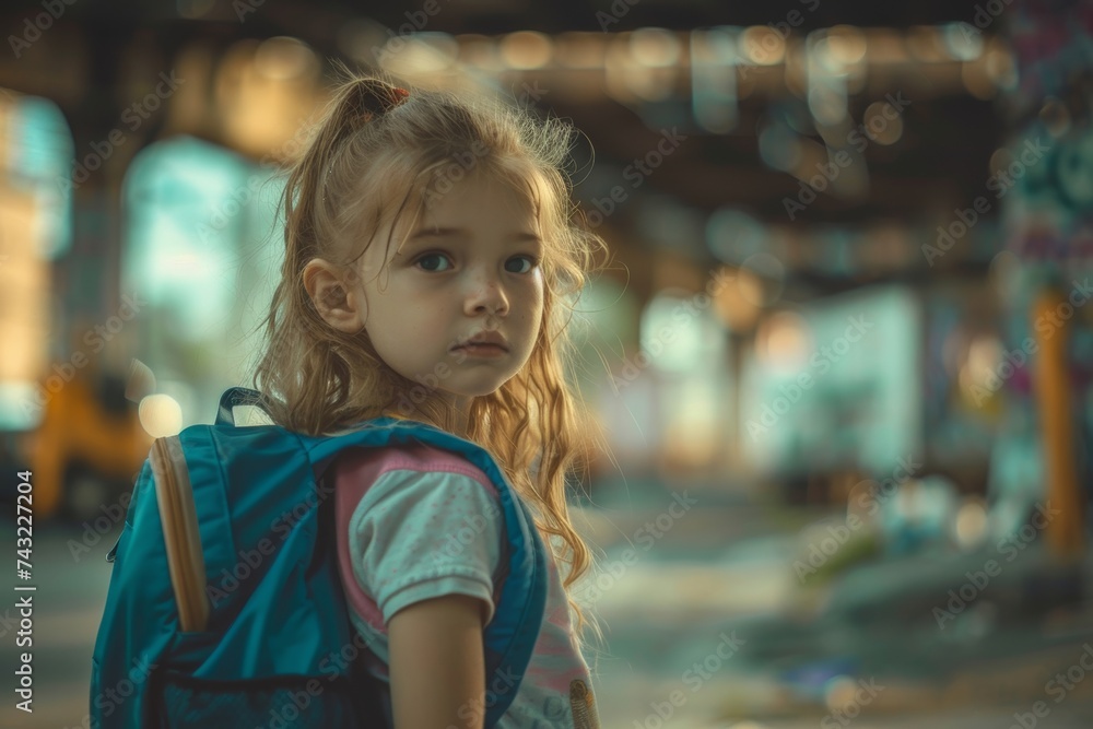 Pensive Child Urban Setting