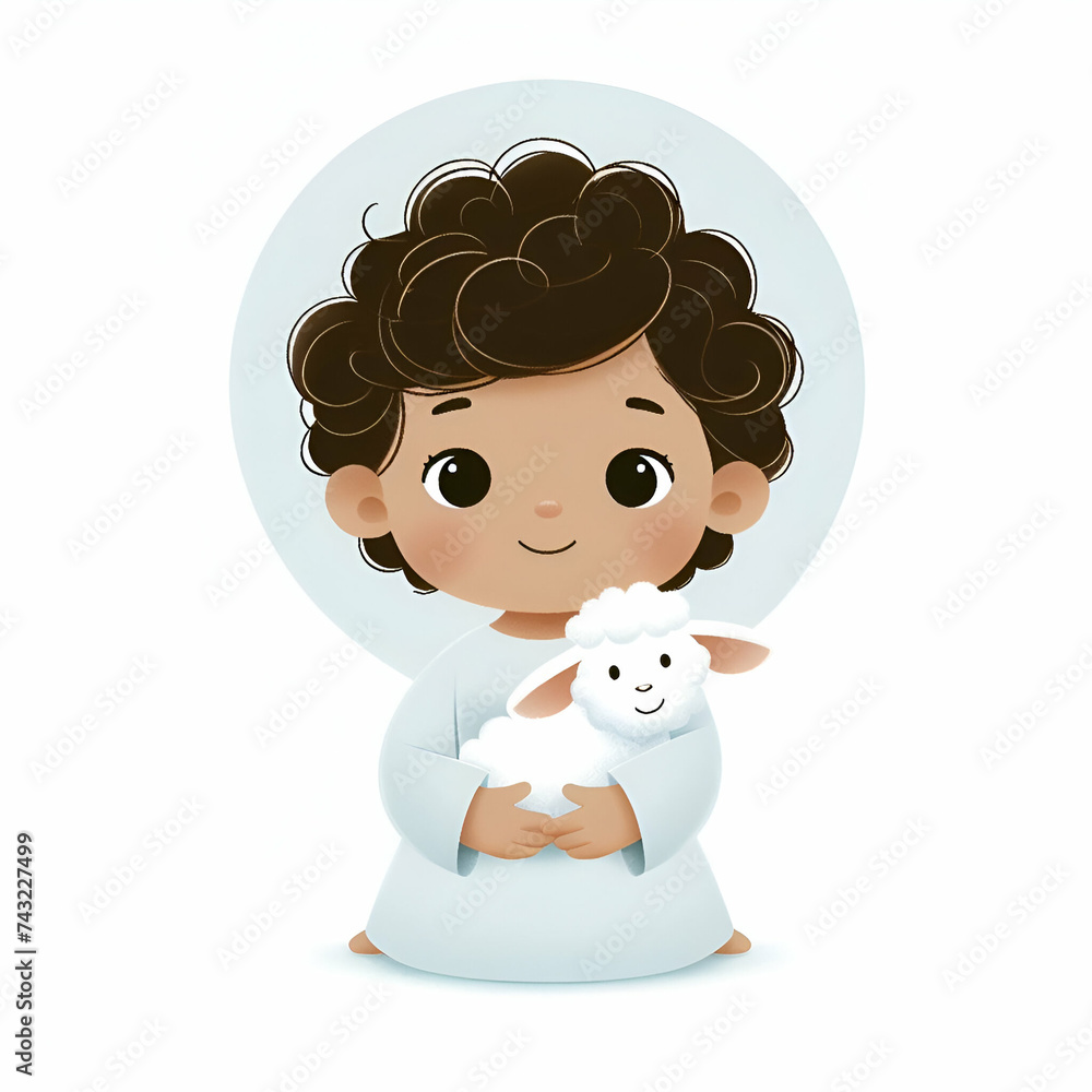 adorable illustration of a shepherd boy, a captivating and symbolic scene that embodies innocence, faith and the pastoral charm of the biblical narrative adorable illustration of a shepherd boy, a captivating and symbolic scene that embodies innocence, faith and the pastoral charm of the biblical narrative