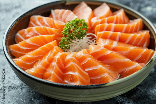 salmon sashimi on table