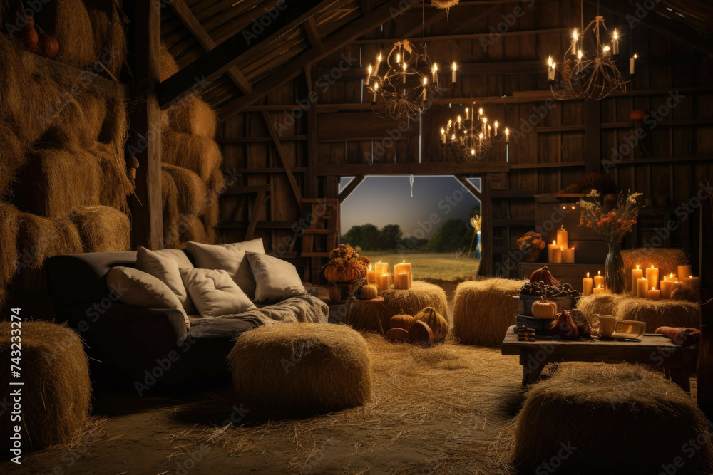 Cozy October evening in a rustic barn Cozy October evening in a rustic barn