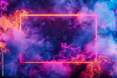 Neon Smoke Frame Abstract