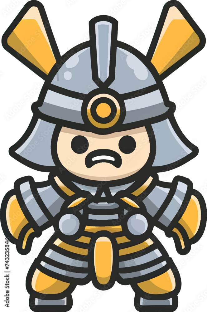 Cute cartoon knight. Vector illustration. Isolated on white background. cute sticker. tshirt design. mascot illustration. 
