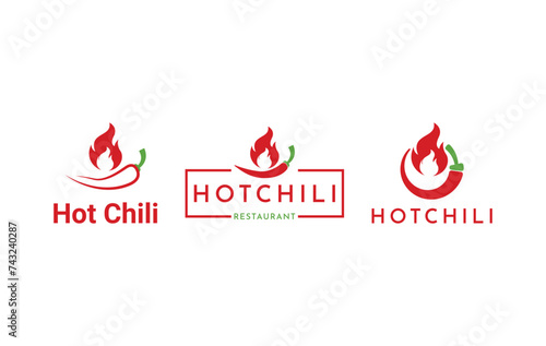 Hot chili logo design concept. hot chili logo design set collection