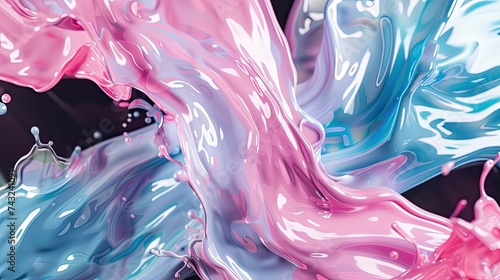 A colorful abstract splash of pastel paint over a black background, close up, 3D render, abstract art, octane render