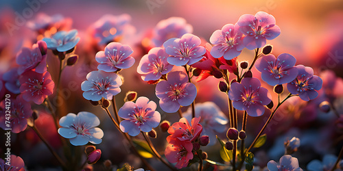 Field of Sweet Alyssum Flowers at Sunset