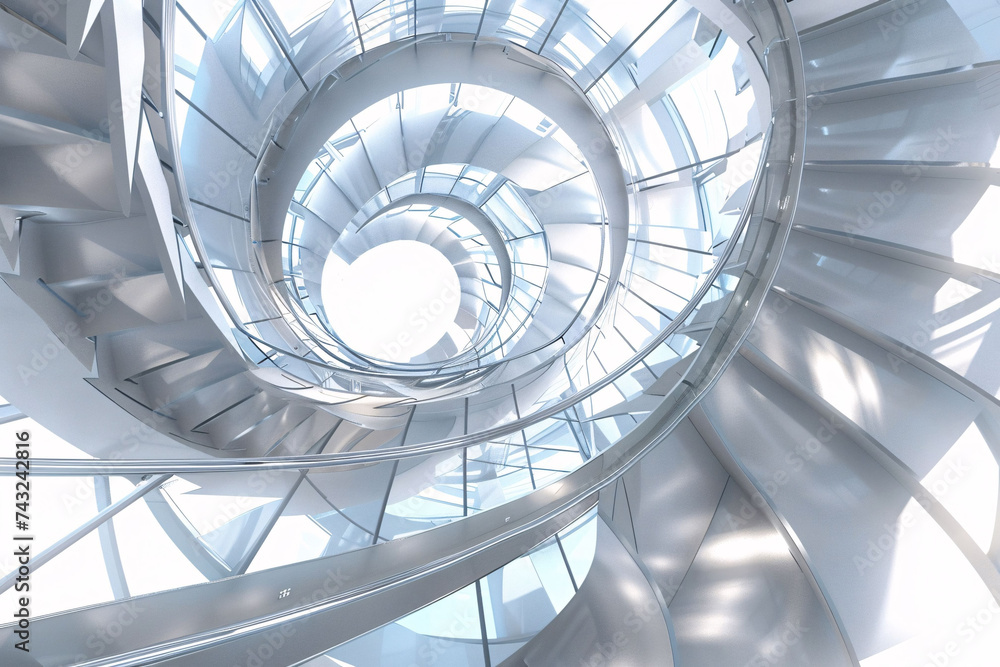 Futuristic Spiral Staircase in Modern Architecture Design