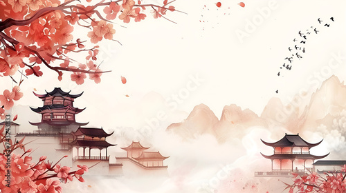 japanese temple in the background