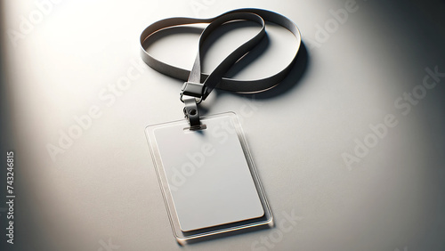 mockup of a blank ID card, complete with a neck lanyard photo