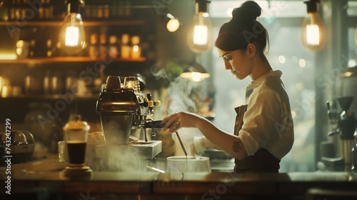 a barista making coffee   Generative AI