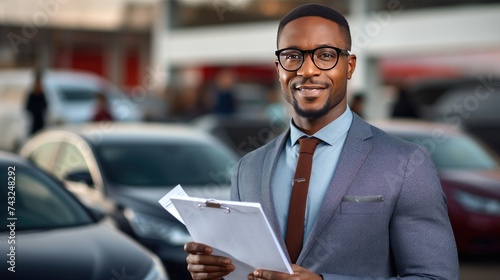Portrait of a car salesman in a car dealership
