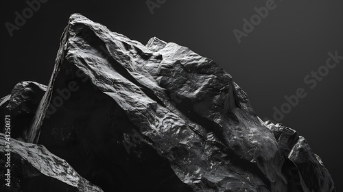 Black and white background Copy space Dark stone grunge background Mountain texture Closeup Web banner Wide Volumetric rock texture Panoramic : Generative AI © Generative AI