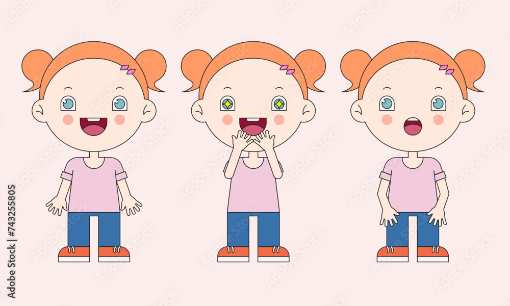 red hair little girl, baby emotions, happy surprised children, funny child red hair little girl, baby emotions, happy surprised children, funny child