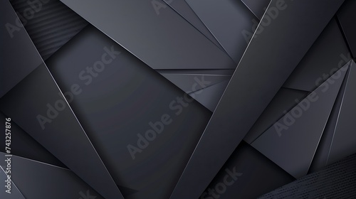 Modern black white abstract background Minimal Gradient Dark grey banner with geometric shapes lines stripes triangles Design Futuristic Cut paper or metal effect Origami mosaic geomet : Generative AI photo