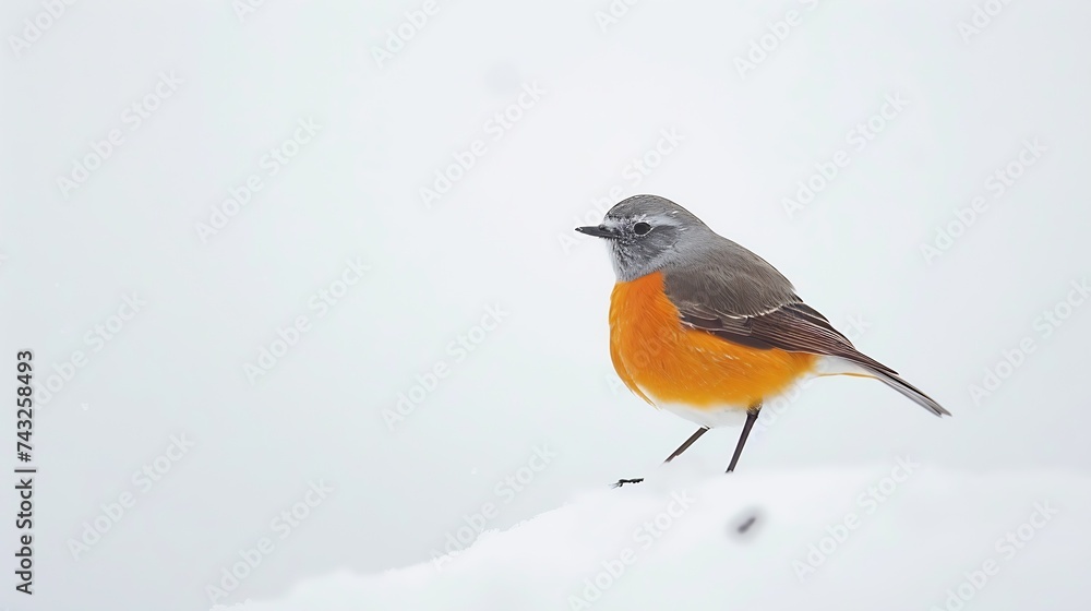 Fototapeta premium Beautiful bird Phoenicurus auroreus daurian redstart standing on white background : Generative AI