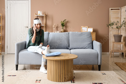 Injured young woman after a...