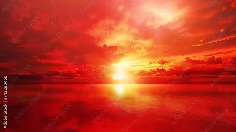 Abstract dark red background Dramatic red sky Red sunset with clouds Fantastic sunset background with copy space for design Halloween armageddon apocalypse end of the world concept : Generative AI