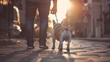 Man with his dog French Bulldog in the street : Generative AI
