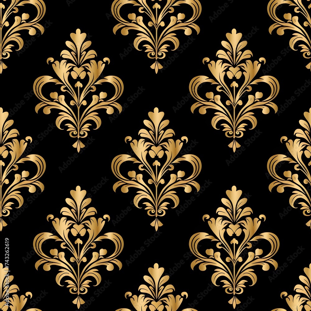 Gold Heart Damask Digital Paper Gold Heart Damask Digital Paper