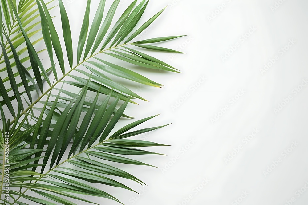 green palm leaves isolated on white background green palm leaves isolated on white background