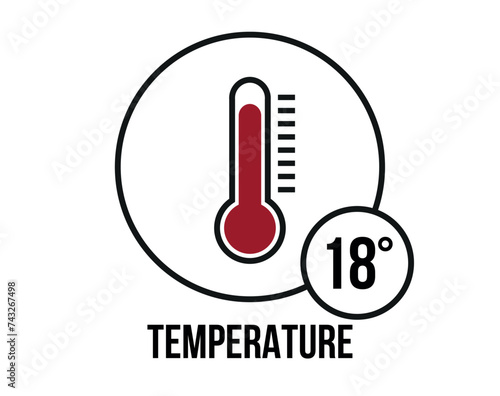 18° C vector. Temperature gauge thermometer design. Climate and weather forecast concept isolated on white background