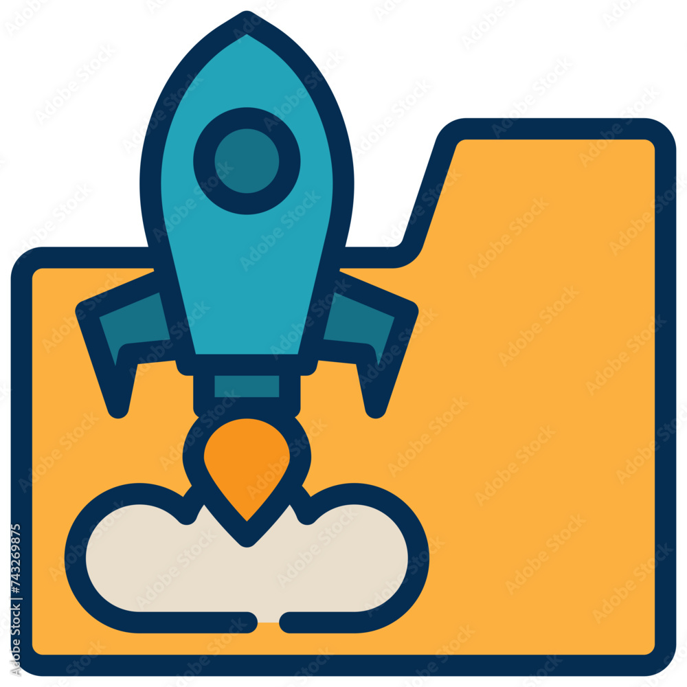 folder rocket launch data storage startup filled outline folder rocket launch data storage startup filled outline