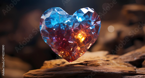 a blue heart in the shape of a colorful sparkle
