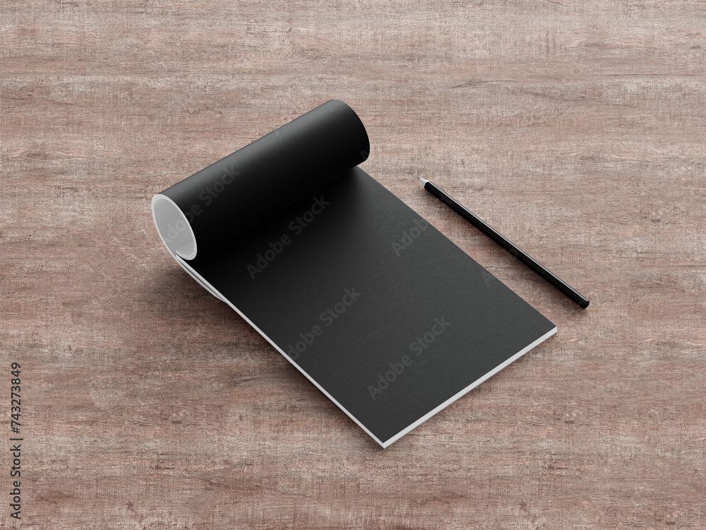 3D illustration. Notepad with pen isolated. 3D illustration. Notepad with pen isolated.