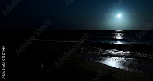 a full moon lit night on the beach