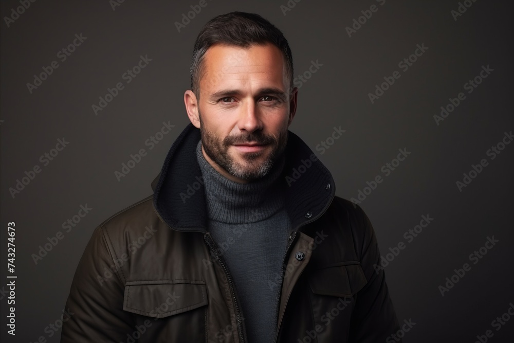 Portrait of a handsome man in a winter jacket. Men's beauty, fashion. Portrait of a handsome man in a winter jacket. Men's beauty, fashion.