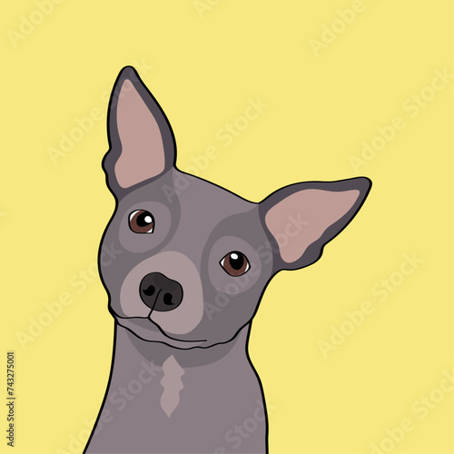 American Hairless Terrier, Animal Illustration, Cartoon Dog