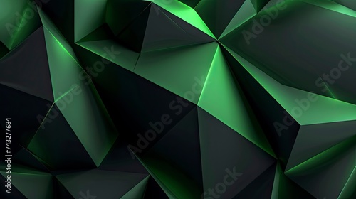 Modern black Green abstract background. Minimal. Color gradient. Dark. Web banner. Geometric shape. 3d effect. Lines stripes triangles. Design. Futuristic. Cut paper or metal effect - generative ai