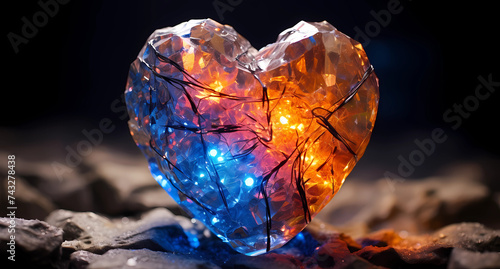 a blue heart in the shape of a colorful sparkle