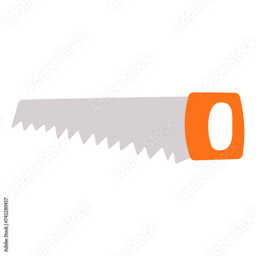 tool colored metal saw for work in the garden. Vector hand drawn illustration.