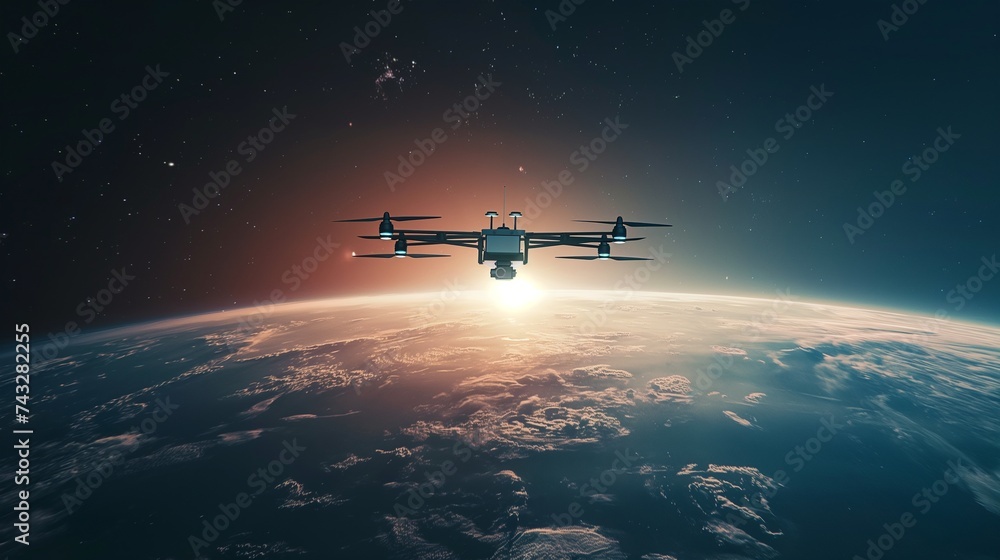 Fototapeta premium Earth towards a distant planet. 