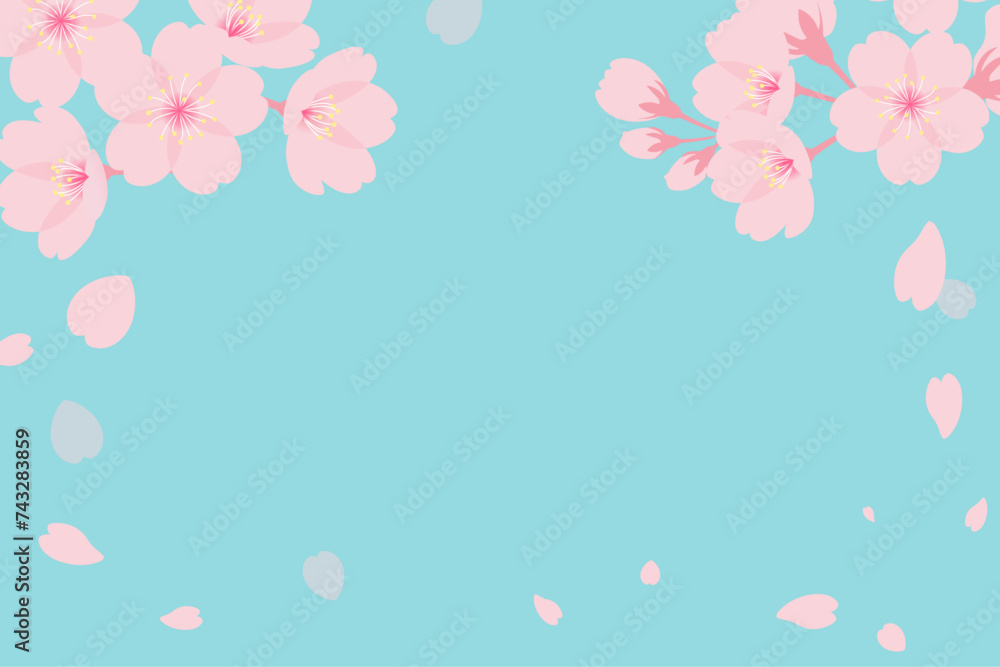 桜と空のフレーム背景_ベクターイラスト
